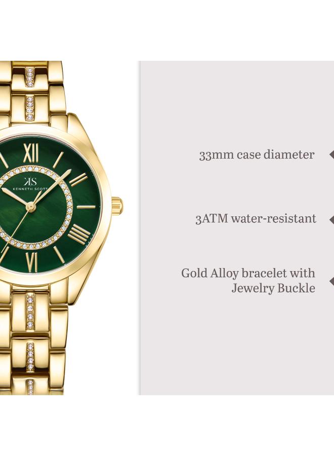 كينيث سكوت ساعة يد نسائية بعقارب وسوار من خليط الذهب - Image 5