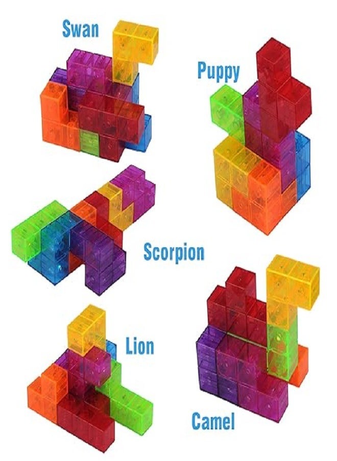 null - Magnetic Building Blocks Magic Magnetic 3D Puzzle Cubes, Set of 7 Multi Shapes Magnetic Blocks with 54 Guide Cards, Children's Educational Toys and Stress Relief Fidget Toys for Kids Adults - Image 1