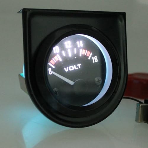 KUQEUE 12V Voltmeter Gauge 2" 52mm Volt Voltage Meter Gauge Universal Pointer Voltmeter Car Auto Measure Range 8-16V LED Light Dial Black - Image 5