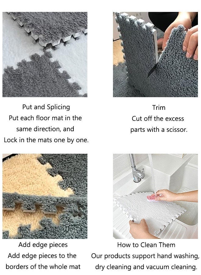 12Pcs Foam Play Mat 30x30x1cm Puzzle Play Mats Floor for Kids Soft Plush Interlocking Foam Mat Set with Edges for Floor Protection Yoga Fitness Workout Mats kids Play Mats (Dark Gray) - Image 5