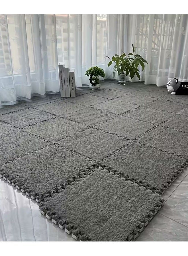 12Pcs Foam Play Mat 30x30x1cm Puzzle Play Mats Floor for Kids Soft Plush Interlocking Foam Mat Set with Edges for Floor Protection Yoga Fitness Workout Mats kids Play Mats (Dark Gray) - Image 3