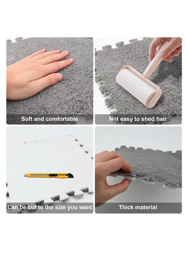 12Pcs Foam Play Mat 30x30x1cm Puzzle Play Mats Floor for Kids Soft Plush Interlocking Foam Mat Set with Edges for Floor Protection Yoga Fitness Workout Mats kids Play Mats (Dark Gray) - Image 4