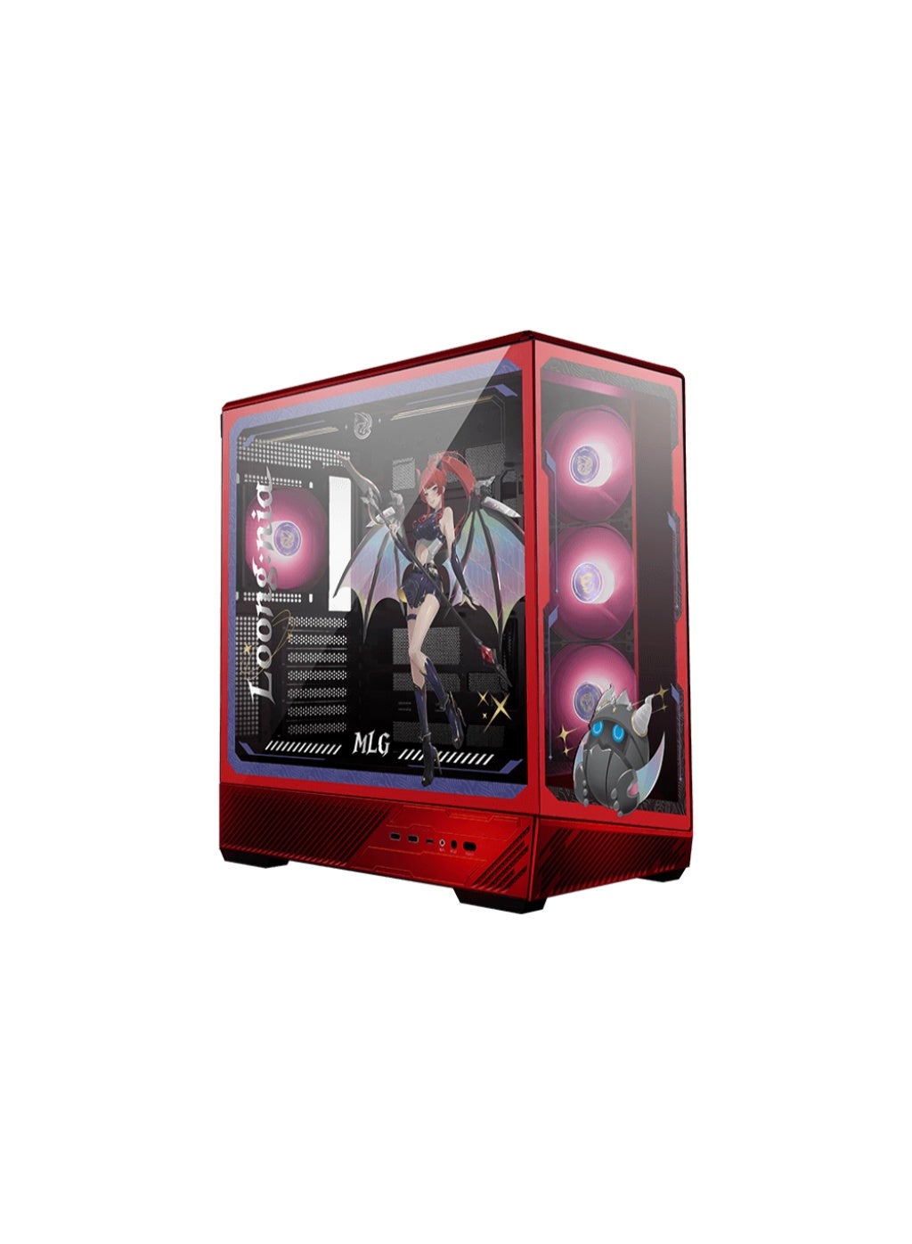 MSI PANO 130R MLG Edition ATX Mid-Tower Gaming PC Case, Panoramic Tempered Glass, Supports ATX / mATX / Mini-ITX & Back-Connect Motherboards, 4× Pre-Installed ARGB Fans, 360mm Radiator Support, GPU Up to 400mm, USB-C 20Gbps, Armored Crimson Design | 306-7G32M21-HH9