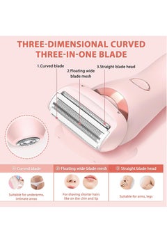 JOSQUEWNN The Glide Pro 3.0 Razors, Smooth Shave Pro for Women, 2 in 1 Electric Shaver Razors, Wireless Bikini Trimmer for Pubic Hair,Waterproof Wet and Dry Use for Armpit Legs Face Hairs Pink.  - Image 5