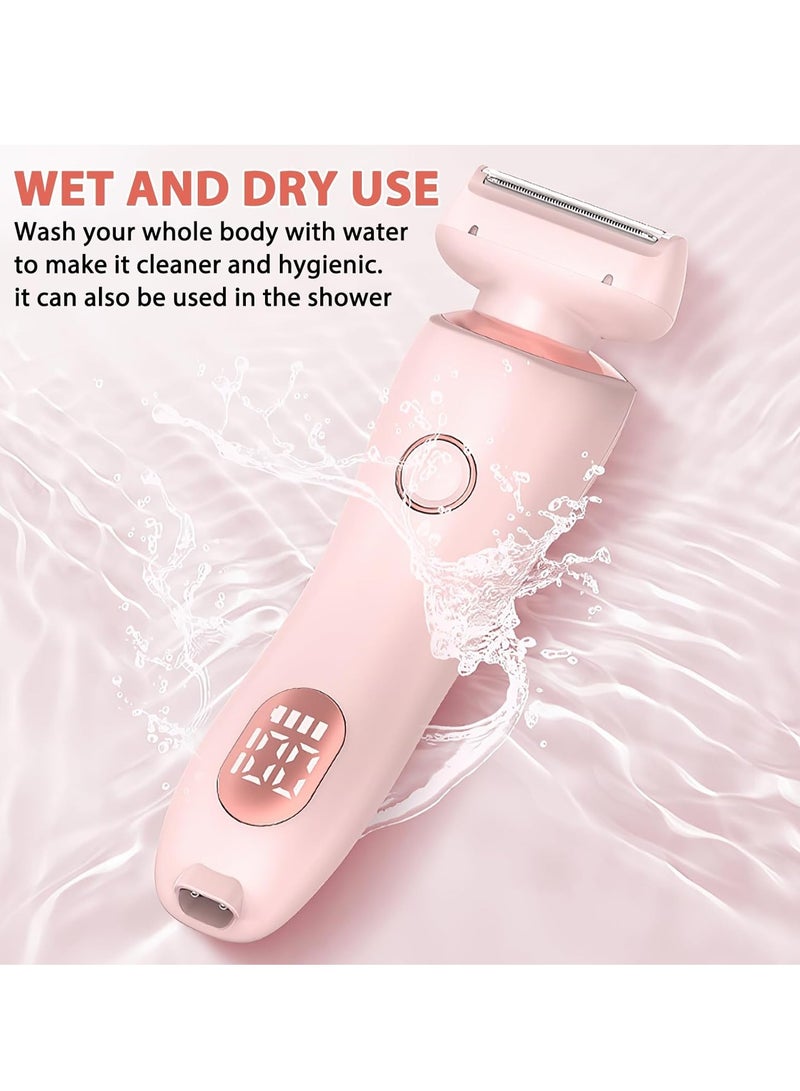 جوسكوين ماكينة حلاقة كهربائية 2 في 1 للسيدات Glide Pro 3.0، ماكينة حلاقة بدون ألم للسيدات، مقص حلاقة لاسلكي لمنطقة البكيني الحساسة، شعر العانة، الجسم، الوجه، مقاومة للماء، هدايا للنساء (وردي). - Image 2