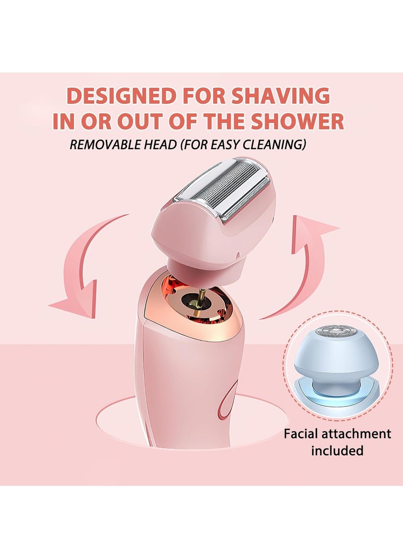 جوسكوين ماكينة حلاقة كهربائية 2 في 1 للسيدات Glide Pro 3.0، ماكينة حلاقة بدون ألم للسيدات، مقص حلاقة لاسلكي لمنطقة البكيني الحساسة، شعر العانة، الجسم، الوجه، مقاومة للماء، هدايا للنساء (وردي). - Image 4