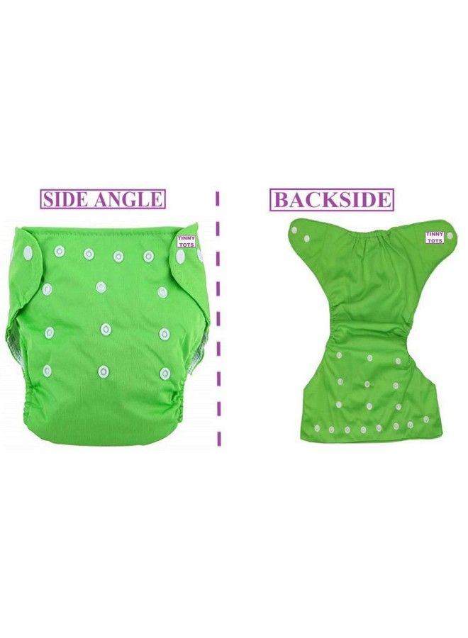 Tinny Tots Autumn Winter Special 2 Baby Cloth Diaper Reusable Adjustable Nappy Washable All In One Adjustable With 2 Bamboo Charcoal Diaper Inserts(5 Layers) Combo Set(Greenblue)  - Image 3