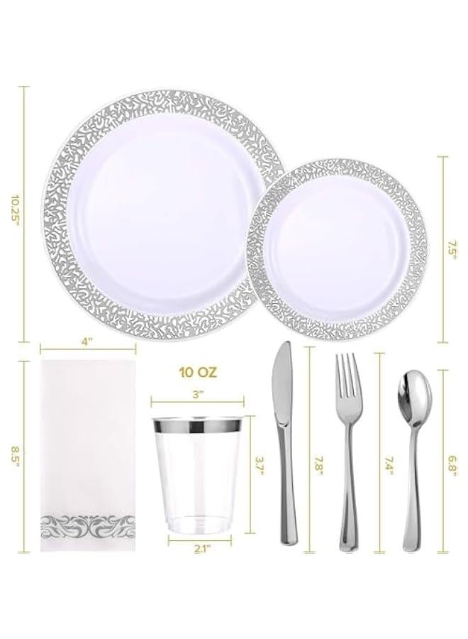 تراسل مستلزمات الحفلات أدوات مائدة للحفلات طقم أدوات مائدة بلاستيكية للحفلات يمكن التخلص منها، مستلزمات الحفلات صحن وملعقة وكوب وأدوات مائدة - 25 ضيفًا - Image 2