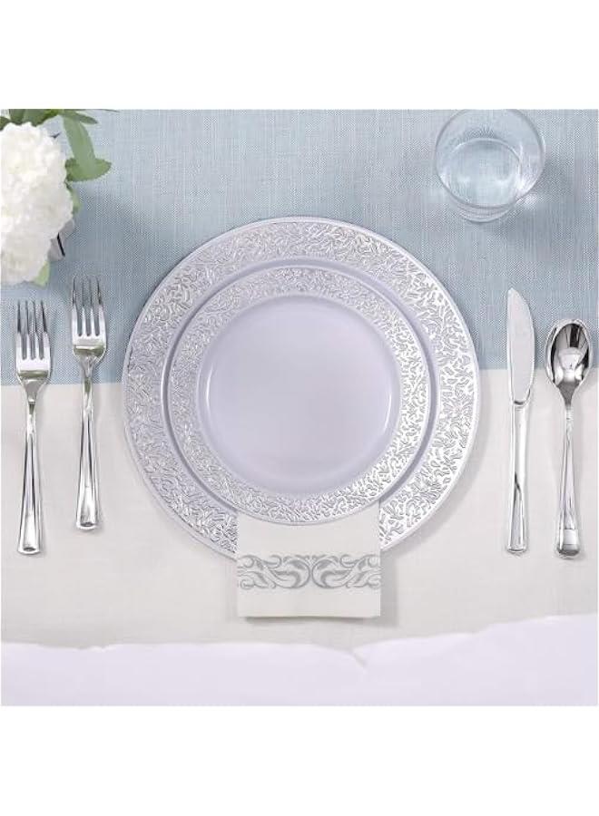 تراسل مستلزمات الحفلات أدوات مائدة للحفلات طقم أدوات مائدة بلاستيكية للحفلات يمكن التخلص منها، مستلزمات الحفلات صحن وملعقة وكوب وأدوات مائدة - 25 ضيفًا - Image 3