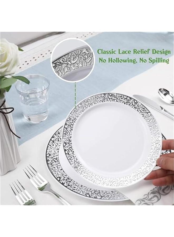 تراسل مستلزمات الحفلات أدوات مائدة للحفلات طقم أدوات مائدة بلاستيكية للحفلات يمكن التخلص منها، مستلزمات الحفلات صحن وملعقة وكوب وأدوات مائدة - 25 ضيفًا - Image 4