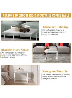 RIGID Square Coffee Table White 45x60x60cm  - Image 3