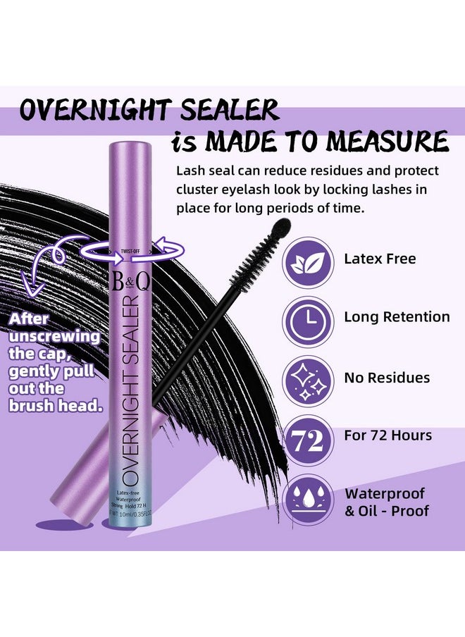 B&qaugen - Lash Seal 10Ml Overnighter Lash Sealer For Cluster Lashes Waterproof Lash Sealant For Eyelash Extension Lash Extension Sealant Long Lasting Lock The Lash Bond (Black Seal 10Ml) - Image 1