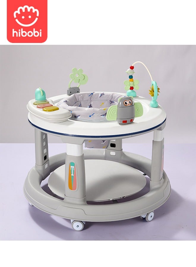 hibobi Multifunctional Baby Walker｜Widened & Thickened Anti-Rollover Base｜Prevents O-Shaped Legs｜5-Level Height Adjustment｜360° Silent Wheels｜Interactive Music & Toy Panel｜For 6–24 Months - Image 1