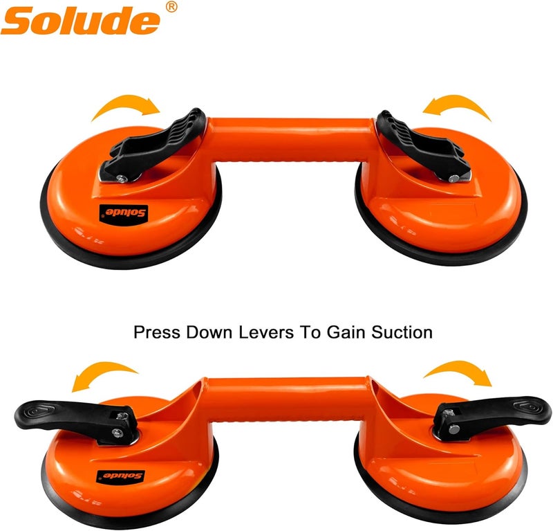 SOLUDE 2 Pack Glass Suction Cups,Aluminium Heavy Duty Vacuum Handle Glass Holder for Lifting Large Glass/Window/Tiles/Mirror/Granite/Floor Gap Fixer/Windshield Removal & Install Tool - Image 2