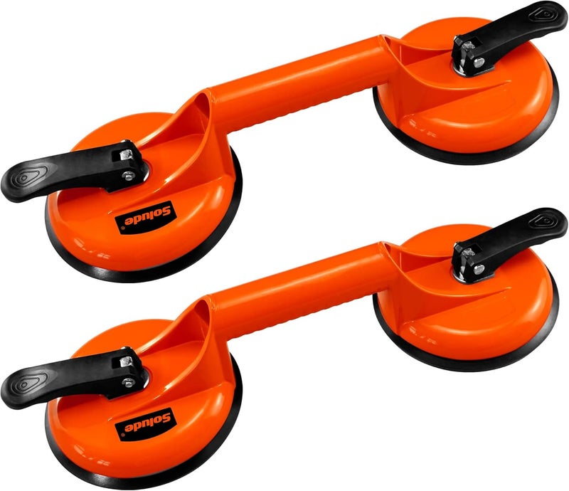 SOLUDE 2 Pack Glass Suction Cups,Aluminium Heavy Duty Vacuum Handle Glass Holder for Lifting Large Glass/Window/Tiles/Mirror/Granite/Floor Gap Fixer/Windshield Removal & Install Tool - Image 1