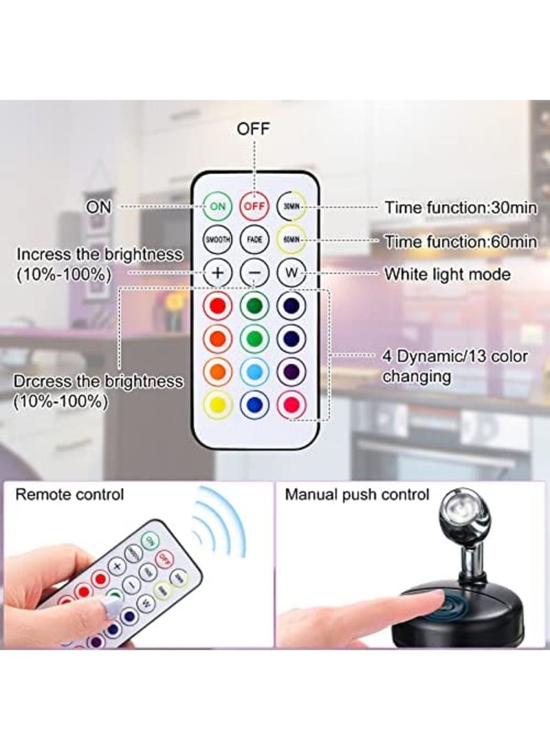SYOSI 6 Pieces Battery Operated Spotlights Indoor LED Wireless Spotlight Indoor 13 Color up Lights with Rotatable Light Head Stick on Wall Hallway for Painting Picture Artwork Closet (Black) - Image 4