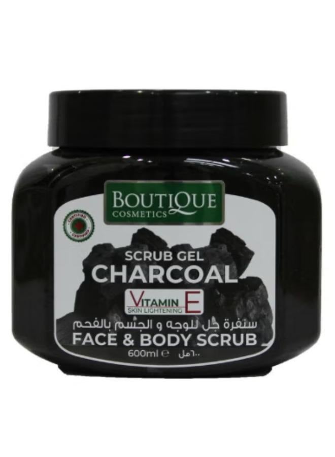 BOUTIQUE Charcoal Face And Body Scrub 600ml - Image 1
