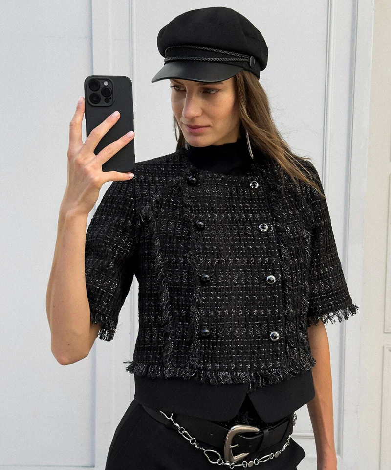 ابيكول Fringe-Trim Textured Jacket