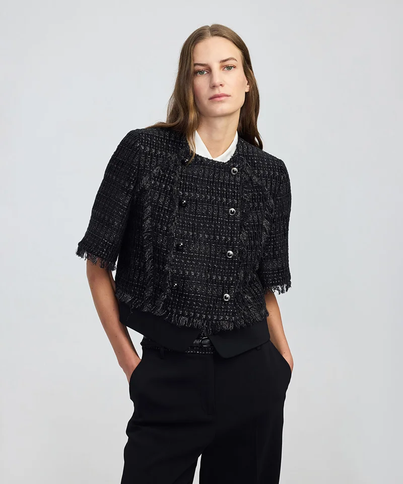 ابيكول Fringe-Trim Textured Jacket