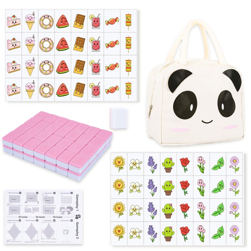 drizzle 65 Tiles Seaside Escape Game Blocks 30mm - Instruction Manual Panda Bag - Donuts and Plants - Image 1