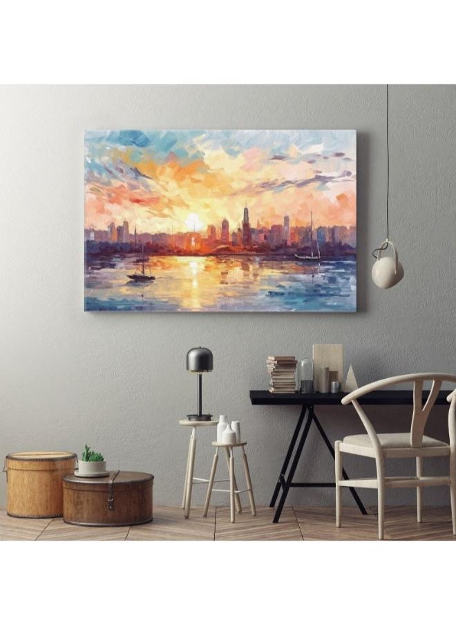 Home Gallery home gallery large city style impressionism painting Printed Canvas wall art  - Image 1