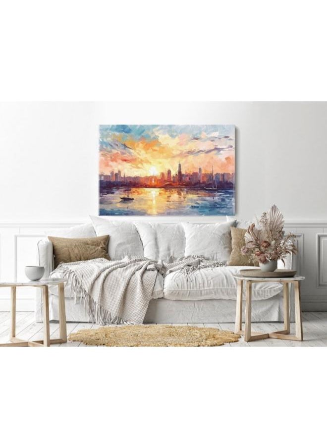 Home Gallery home gallery large city style impressionism painting Printed Canvas wall art  - Image 3