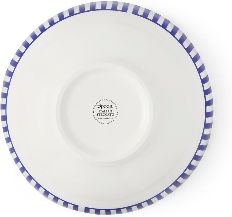 Spode Steccato Collection  65 Rimless Soup Bowl Stripe Cobalt Blue Set of 4  Made of Earthenware  Dishwasher and Microwave Safe  Made in England  For Serving Soup Salad or Pasta Bowls - Image 3