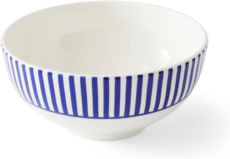Spode Steccato Collection  65 Rimless Soup Bowl Stripe Cobalt Blue Set of 4  Made of Earthenware  Dishwasher and Microwave Safe  Made in England  For Serving Soup Salad or Pasta Bowls - Image 2