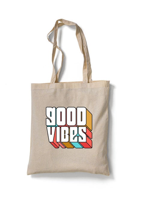 Reusable Eco-Friendly Cotton Canvas Tote Bag/ Shopping/ Shoulder Bag Good Vibes Only