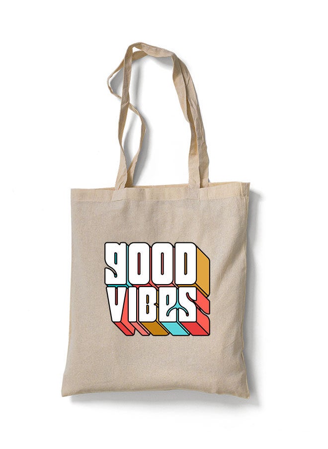 FORZA RAGAZZI - Reusable Eco-Friendly Cotton Canvas Tote Bag/ Shopping/ Shoulder Bag Good Vibes Only - Image 1
