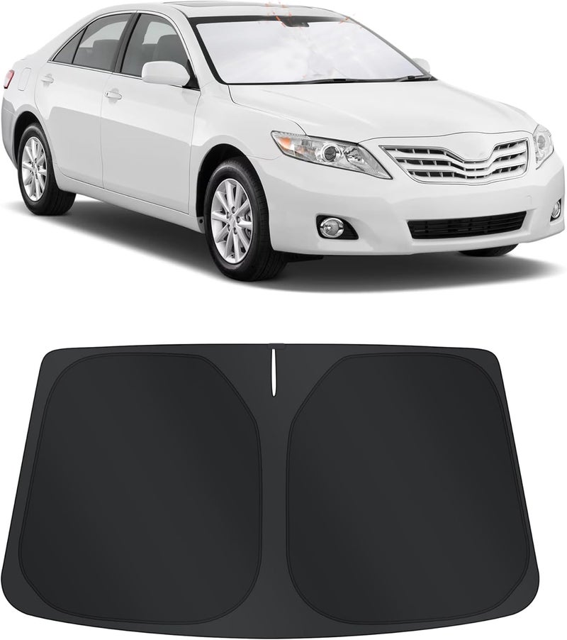TINGLU Global standard quality Sun Shade for Toyota Camry 2007-2011 Accessories Windshield Sun Shade Window Shade UV Rays Protection Sun Visor Cover with Steering Wheel Sunshade Storage Bag Wide range expanded design - Image 1