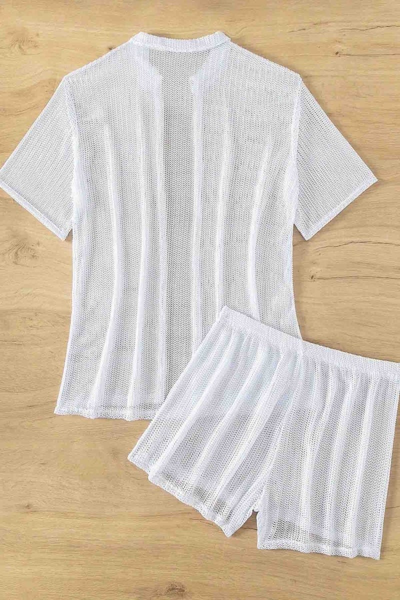 Angelsin Collar Detailed Shirt Look Bottom Top Shorts Set Beach Dress Pareo - Image 5