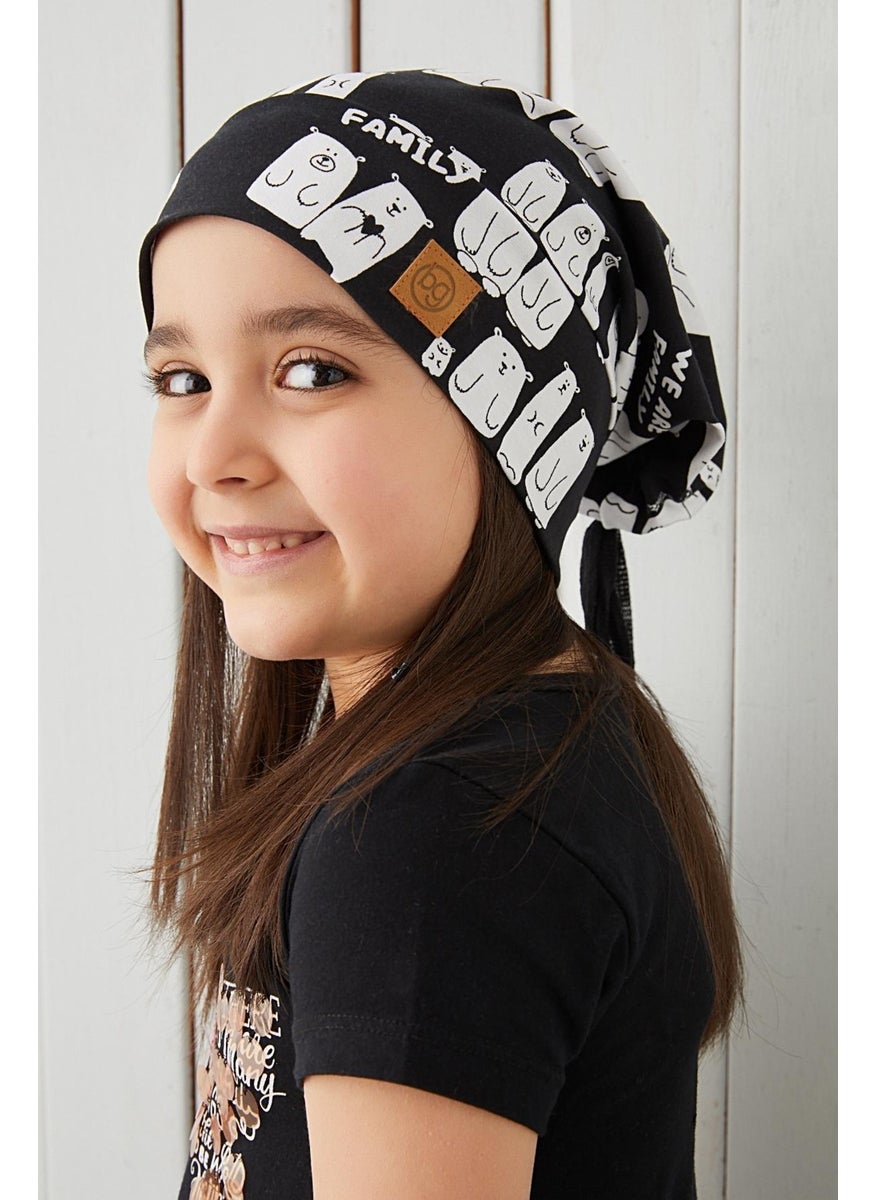 Babygiz Black and White Girl Child Black and White Yarn 4 Season Hat Beanie Buff Soft Combed Cotton  - Image 3