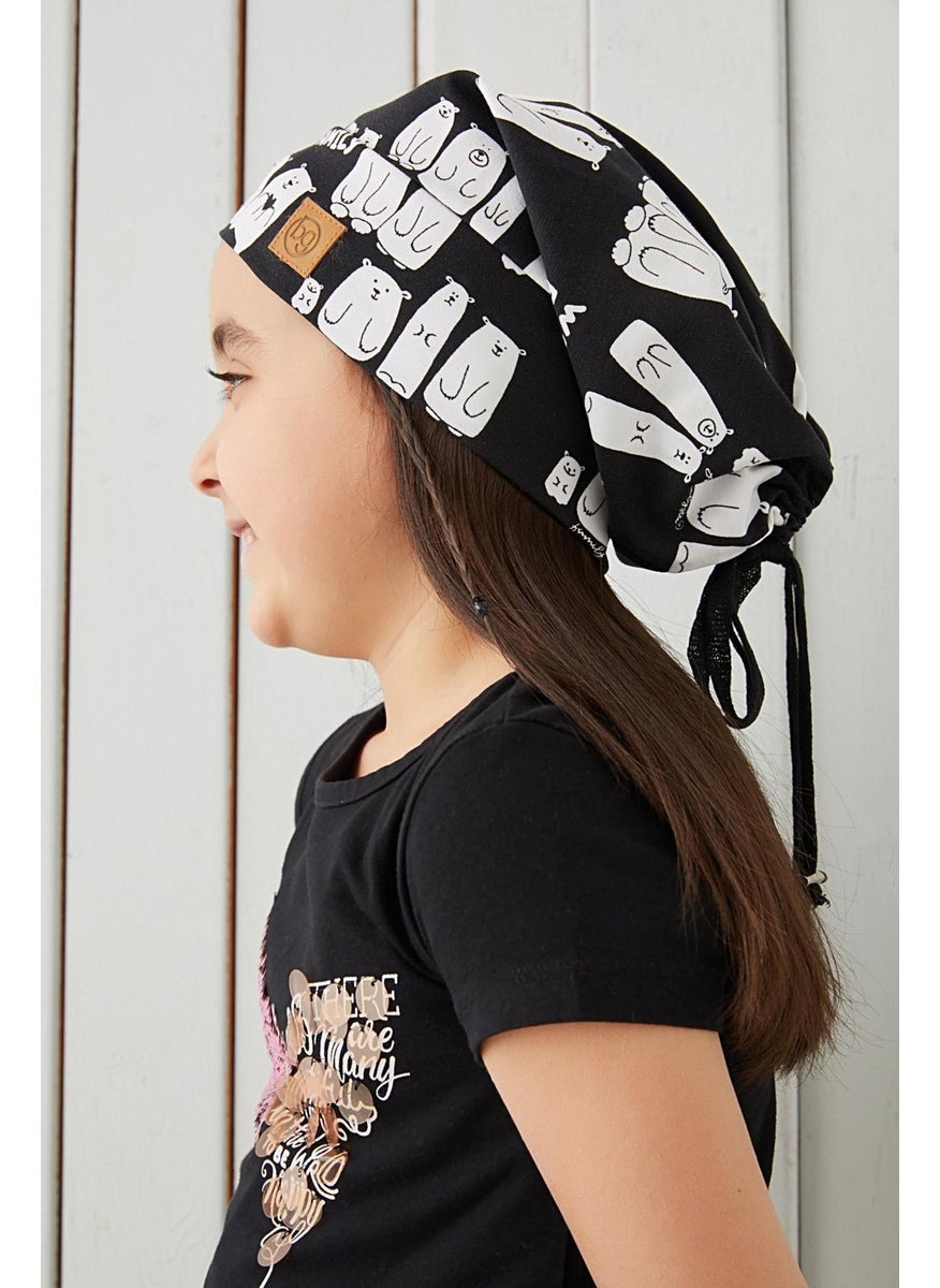 Babygiz Black and White Girl Child Black and White Yarn 4 Season Hat Beanie Buff Soft Combed Cotton  - Image 4