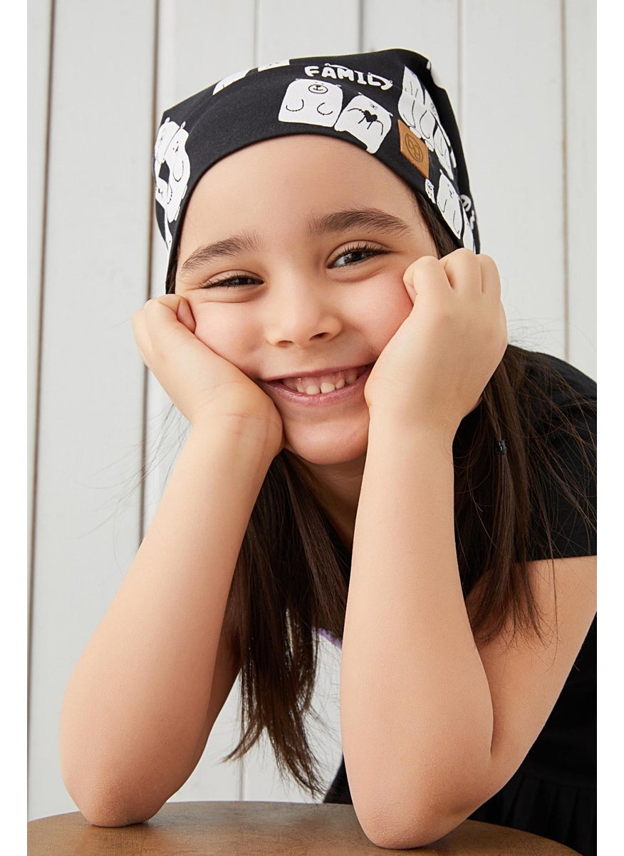 Babygiz Black and White Girl Child Black and White Yarn 4 Season Hat Beanie Buff Soft Combed Cotton  - Image 5