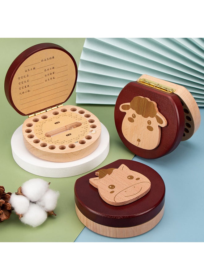 Generic - Baby Teeth Commemorative Box For Girls And Boys Children's Clothing Teeth Collection Storage Box For Teeth Replacement Wooden Toys-Color:South Elm Monkey (English Version) - Image 1