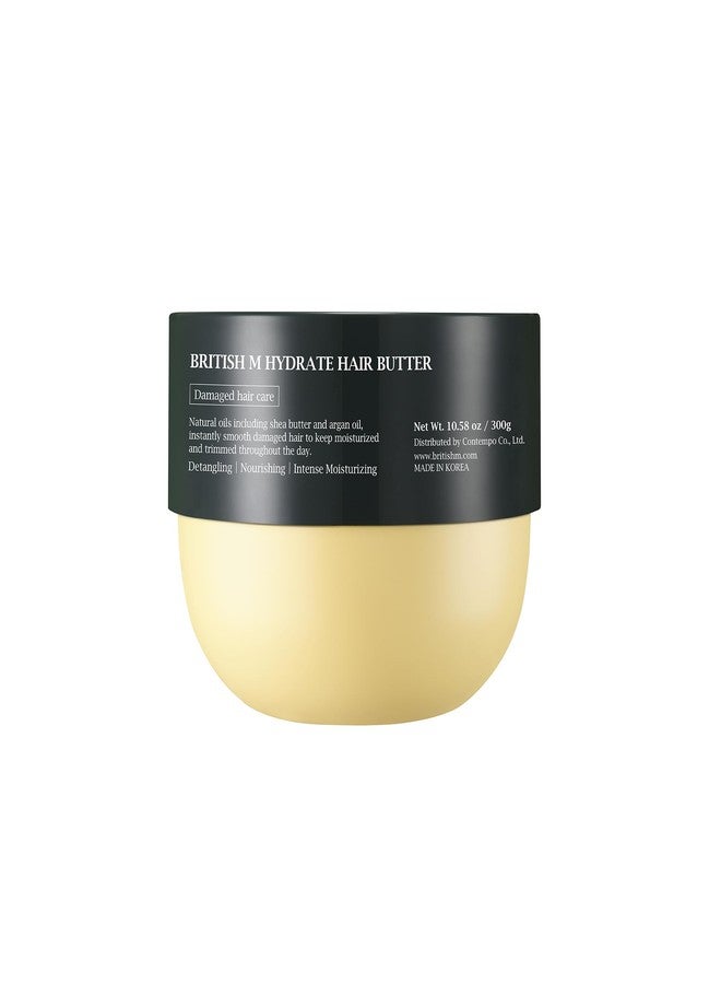 BRITISH M Hydrate Hair Butter - Intensive Moisturizing Leave-In Hair Treatment for Dry, Damaged & Frizzy Hair, Smooth & Shine Hair Cream, 10.14 oz (300g) - Image 1