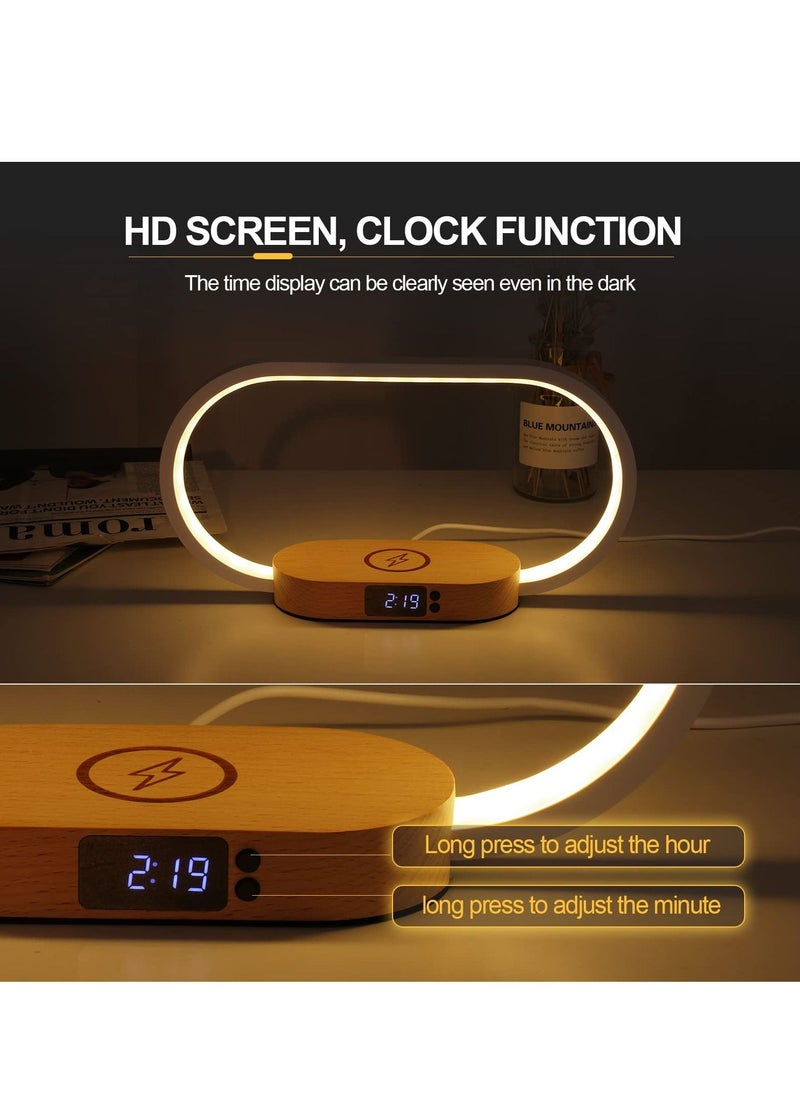 Generic - Bedside Lamp with Wireless Charger, LED Desk Lamp with USB Port, Touch Control Table Lamp with Clock, Ideal for Bedroom Nightstand, Dimmable & 3 Colors Temperatures, Modern Home Office Decor - Image 1