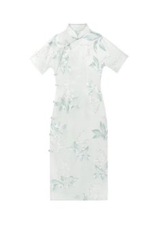 Republic of China style full open front drag dress for women with short sleeves, waist up, four color cheongsam dress