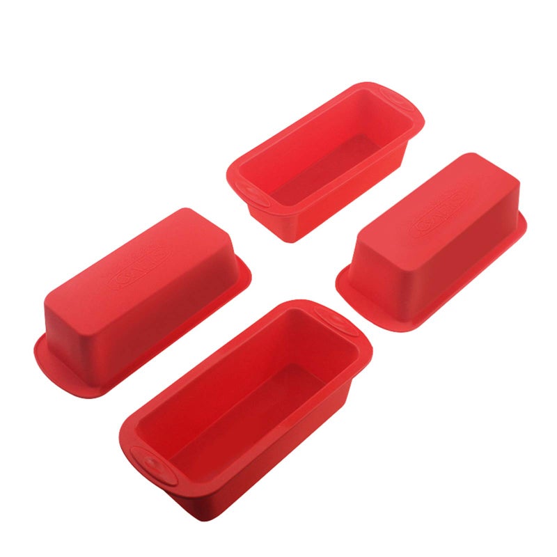 SILIVO 4 Pack Mini Loaf Pans - Nonstick Mini Bread Loaf Pans, Silicone Small Baking Pans for Loaf, Bread and Meatloaf - 5.7x2.5x2.2 inch - Image 1