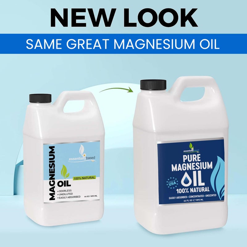 essentiallybased رذاذ زيت المغنيسيوم النقي 64 أونصة - رذاذ مغنيسيوم موضعي للنوم بقوة إضافية - أقل لذع - أقل حكة - زيت طبيعي 100% وعضوي - صنع في الولايات المتحدة - Image 2