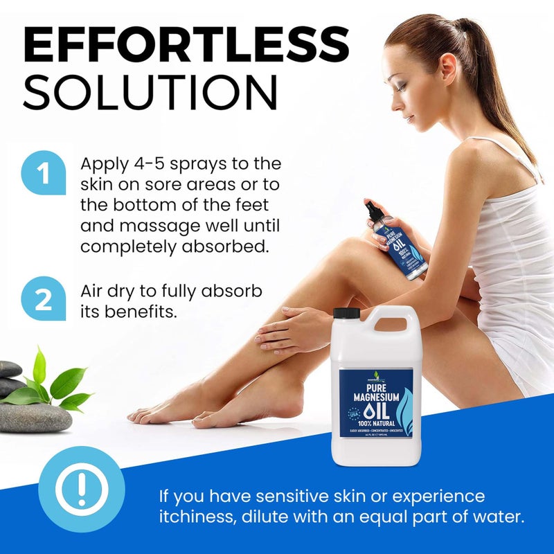 essentiallybased رذاذ زيت المغنيسيوم النقي 64 أونصة - رذاذ مغنيسيوم موضعي للنوم بقوة إضافية - أقل لذع - أقل حكة - زيت طبيعي 100% وعضوي - صنع في الولايات المتحدة - Image 3