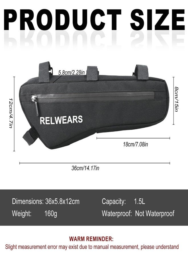 Relwears Large Bike Frame Bag 1.5L Bicycle Storage Frame Bags for Phone, Keys,Tools,Wallet,Stable Bicycle Bag for Mountain, Road,Commuter Bike - Image 3
