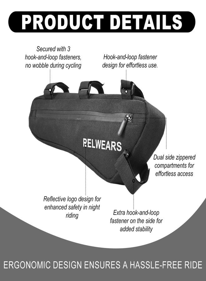 Relwears Large Bike Frame Bag 1.5L Bicycle Storage Frame Bags for Phone, Keys,Tools,Wallet,Stable Bicycle Bag for Mountain, Road,Commuter Bike - Image 5