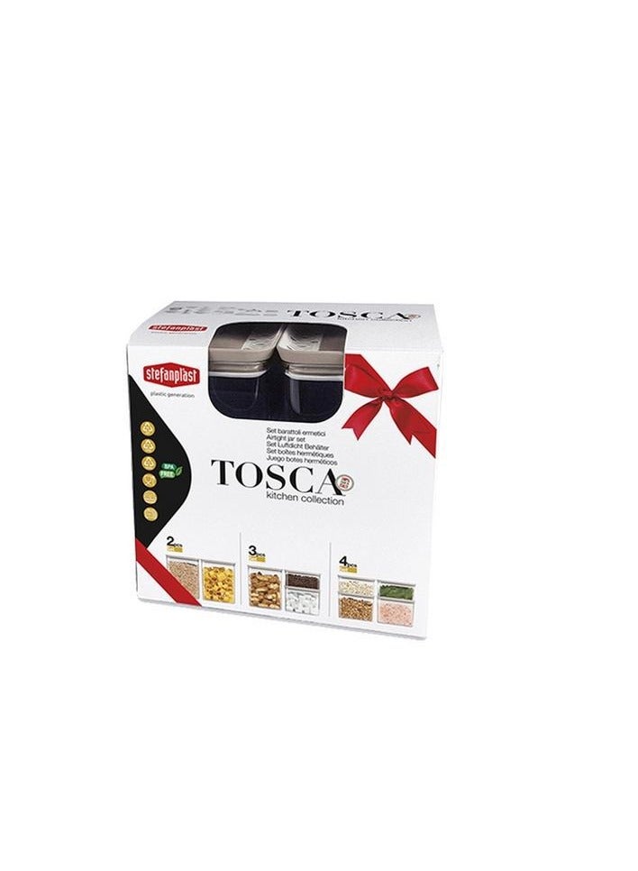 Stefanplast 3-Piece Tosca Rectangular Plastic Jar Set Clear and Beige 55683 - Image 4