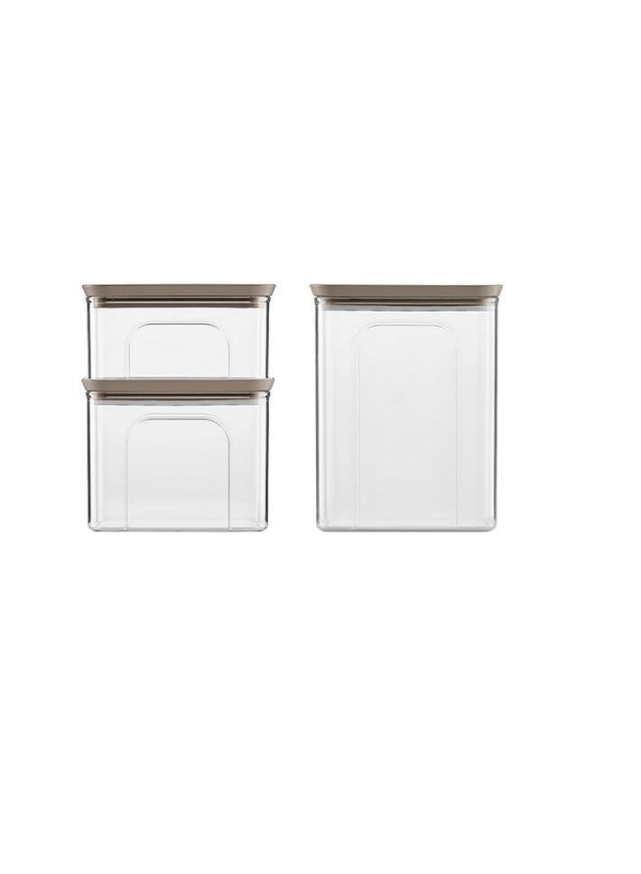 Stefanplast 3-Piece Tosca Rectangular Plastic Jar Set Clear and Beige 55683 - Image 3