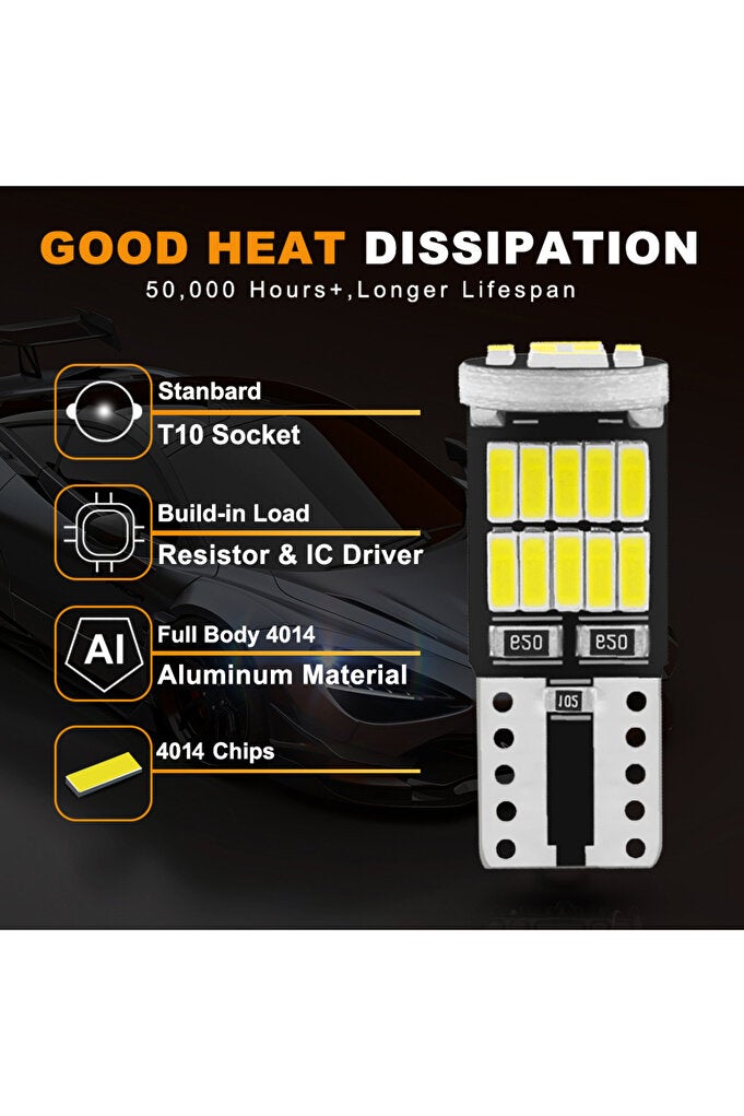 rayihni 10 قطع ضوء داخلي للسيارة LED T10 W5W 194 501 بدون أخطاء Canbus 10 قطع أبيض T10 26 شريحة SMD 4014 - Image 2