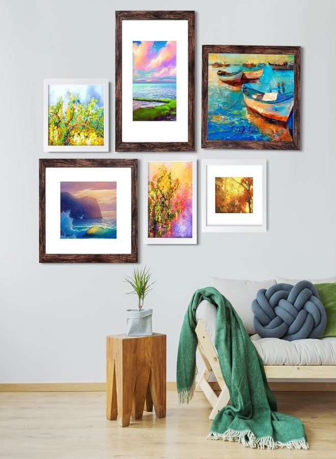SESEAT 16x20 Picture Frame Rustic Brown, Poster Frame Display Prints 11x14 with Mat or 16x20 Without Mat, 4PCS - Image 2