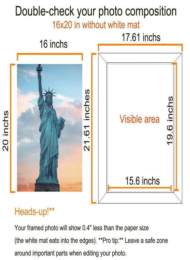 SESEAT 16x20 Picture Frame Rustic Brown, Poster Frame Display Prints 11x14 with Mat or 16x20 Without Mat, 4PCS - Image 4