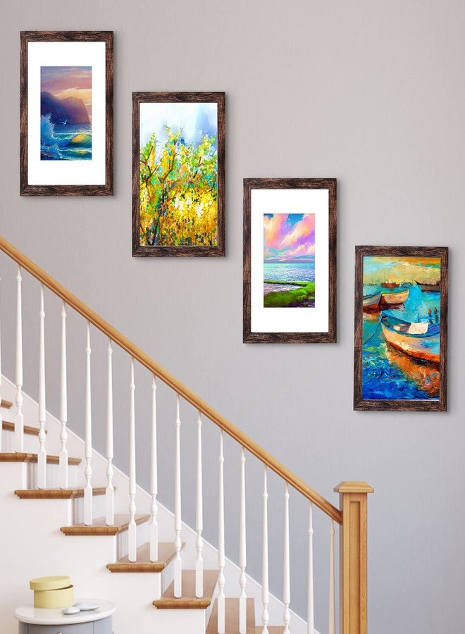 SESEAT 16x20 Picture Frame Rustic Brown, Poster Frame Display Prints 11x14 with Mat or 16x20 Without Mat, 4PCS - Image 5
